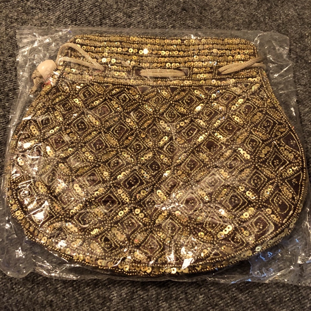 Decorative Sequins Draw String Purse - image 1